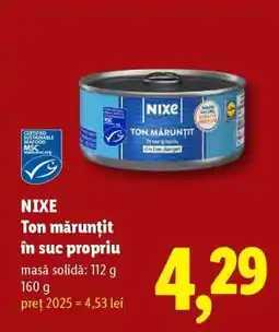 Lidl NIXE Ton mărunțit în suc propriu Ofertă