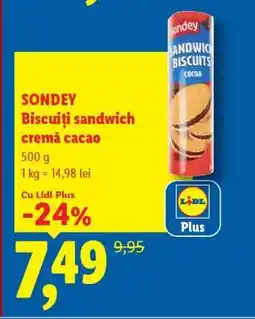 Lidl SONDEY Biscuiți sandwich cremă cacao Ofertă