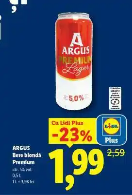 Lidl ARGUS Bere blondă premium Ofertă