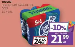 Auchan Tuborg bere blondă fără alcool doză Ofertă