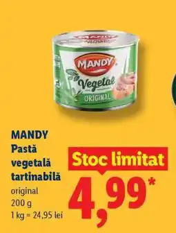 Lidl MANDY Pastă vegetală tartinabilă Ofertă