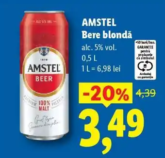 Lidl AMSTEL Bere blondă Ofertă