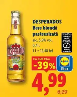 Lidl DESPERADOS Bere blondă pasteurizată Ofertă