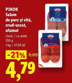 Lidl PIKOK Salam de porc și vită, crud-uscat, afumat Ofertă