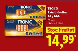 Lidl TRONIC Baterii alcaline AA / AAA Ofertă