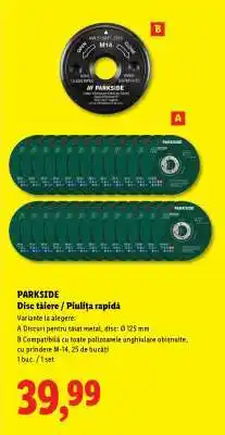 Lidl PARKSIDE Disc tăiere / Piuliță rapidă Ofertă