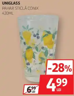 Auchan Uniglass pahar sticlă conix Ofertă