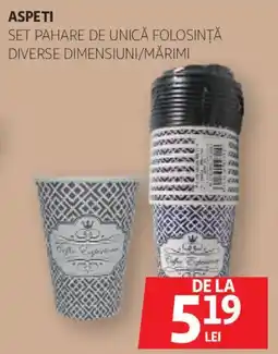 Auchan Aspeti set pahare de unică folosinţă Ofertă