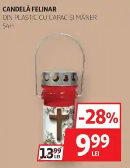 Auchan Candelă felinar din plastic cu capac şi mâner 54H Ofertă