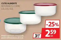 Auchan Cutie alimente rotundă cu capac Ofertă