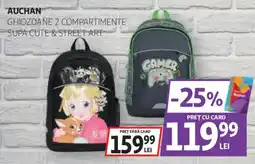 Auchan Auchan ghiozdane 2 compartimente Ofertă