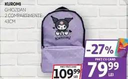 Auchan Kuromi ghiozdan 2 compartimente 43cm Ofertă