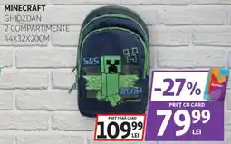 Auchan Minecraft ghiozdan 2 compartimente Ofertă