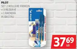 Auchan Pilot set 2 rollere frixion + 3 rezerve +1 radieră albastru Ofertă