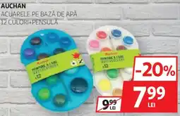 Auchan Auchan acuarele pe bază de apă 12 culori+pensula Ofertă