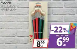 Auchan Auchan set 12 pensule mäner lemn Ofertă