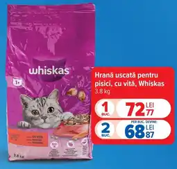 Carrefour Hrană uscată pentru pisici, cu vită, Whiskas Ofertă