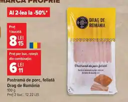 Carrefour Pastramă de porc feliată Drag de România Ofertă
