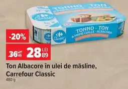 Carrefour Ton Albacore în ulei de măsline, Carrefour Classic Ofertă