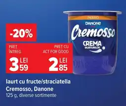 Carrefour laurt cu fructe/straciatella Cremosso, Danone Ofertă