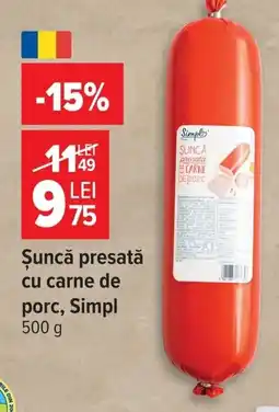 Carrefour Şuncă presată cu carne de porc, Simpl Ofertă