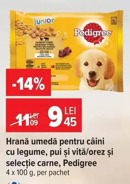 Carrefour Hrană umedă pentru câini cu legume, pui şi vitǎ/orez şi selecție carne, Pedigree Ofertă