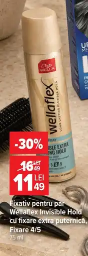 Carrefour Fixativ pentru par Wellaflex Invisible Hold cu fixare extra puternică, Fixare 4/5 Ofertă