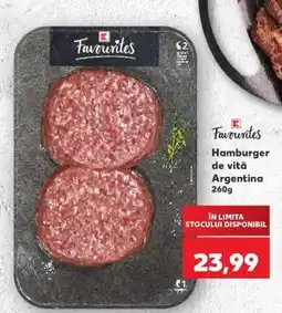 Kaufland Hamburger de vită Argentina 260g Ofertă