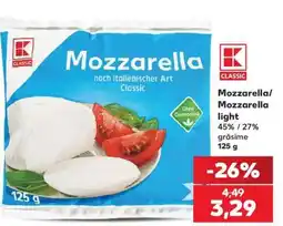 Kaufland Mozzarella/ Mozzarella light Ofertă