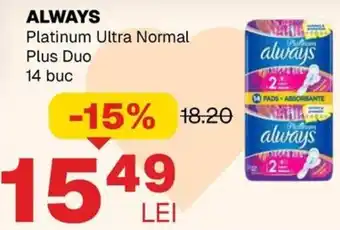 ALWAYS Platinum Ultra Normal Plus Duo