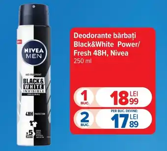 Carrefour Market Deodorante bărbați Black&White Power/ Fresh 48H, Nivea Ofertă