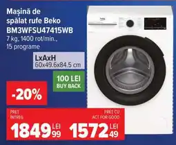 Carrefour Mașină de spălat rufe Beko BM3WFSU47415WB Ofertă