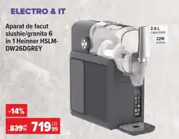 Carrefour Aparat de facut slushie/granita 6 în 1 Heinner HSLM-DW26DGREY Ofertă