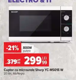 Carrefour Cuptor cu microunde Sharp YC-MS01E-W Ofertă