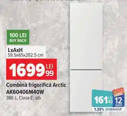 Carrefour Combină frigorifică Arctic, AK60406M40W Ofertă