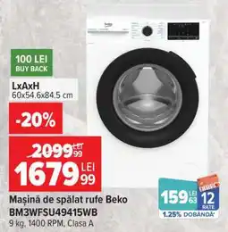 Carrefour Mașină de spălat rufe Beko BM3WFSU49415WB Ofertă