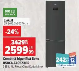 Carrefour Combină frigorifică Beko B5RCNA405ZXBR Ofertă