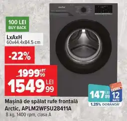 Carrefour Mașină de spălat rufe frontală Arctic APLM2WFSU28411A Ofertă
