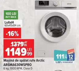Carrefour Mașină de spălat rufe Arctic ARSMA630WSPRO Ofertă