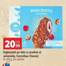 Carrefour Înghețată pe băț cu praline și amarenă, Carrefour Classic Ofertă