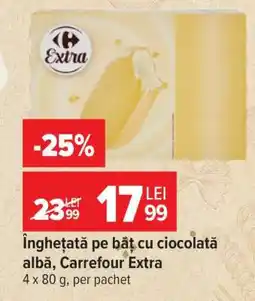Carrefour Înghețată pe băț cu ciocolată albă, Carrefour Extra Ofertă