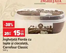 Carrefour Înghețată Fiorda cu lapte și ciocolată, Carrefour Classic Ofertă