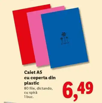 Lidl Caiet A5 cu coperta din plastic Ofertă