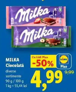 Lidl MILKA CIOCOLATĂ Ofertă
