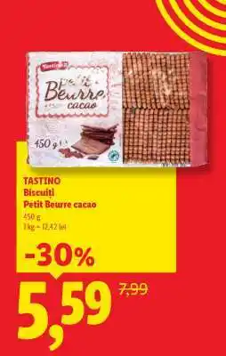 Lidl Tastino Biscuiți Petit Beurre cacao Ofertă