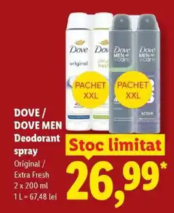 Lidl DOVE / DOVE MEN Deodorant spray Ofertă