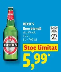 Lidl BECK‘S Bere blondă Ofertă
