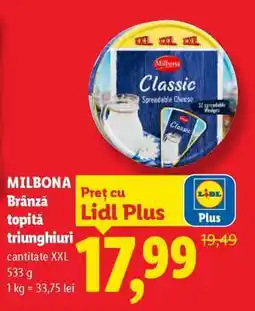 Lidl MILBONA Brânză topită triunghiuri Ofertă