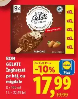 Lidl BON GELATI Înghețată pe băț, cu migdale Ofertă