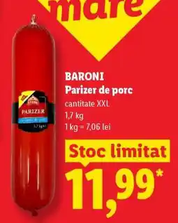 Lidl BARONI Parizer de porc Ofertă
